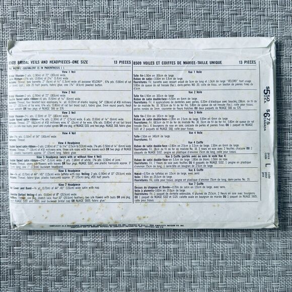 Vintage 80s Simplicity Pattern 8509 Bridal Veils Head Pieces Wedding Veils UC - Picture 2 of 2